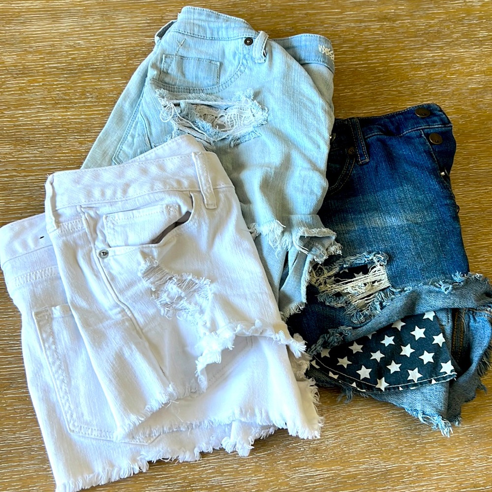Lot of 3 - size 10 distressed jean shorts